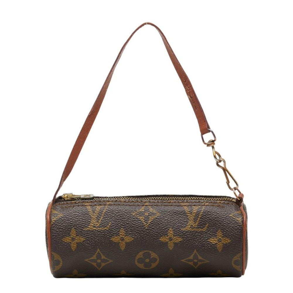 Louis Vuitton Monogram Papillon attached Pouch Clutch handbag brown leather
